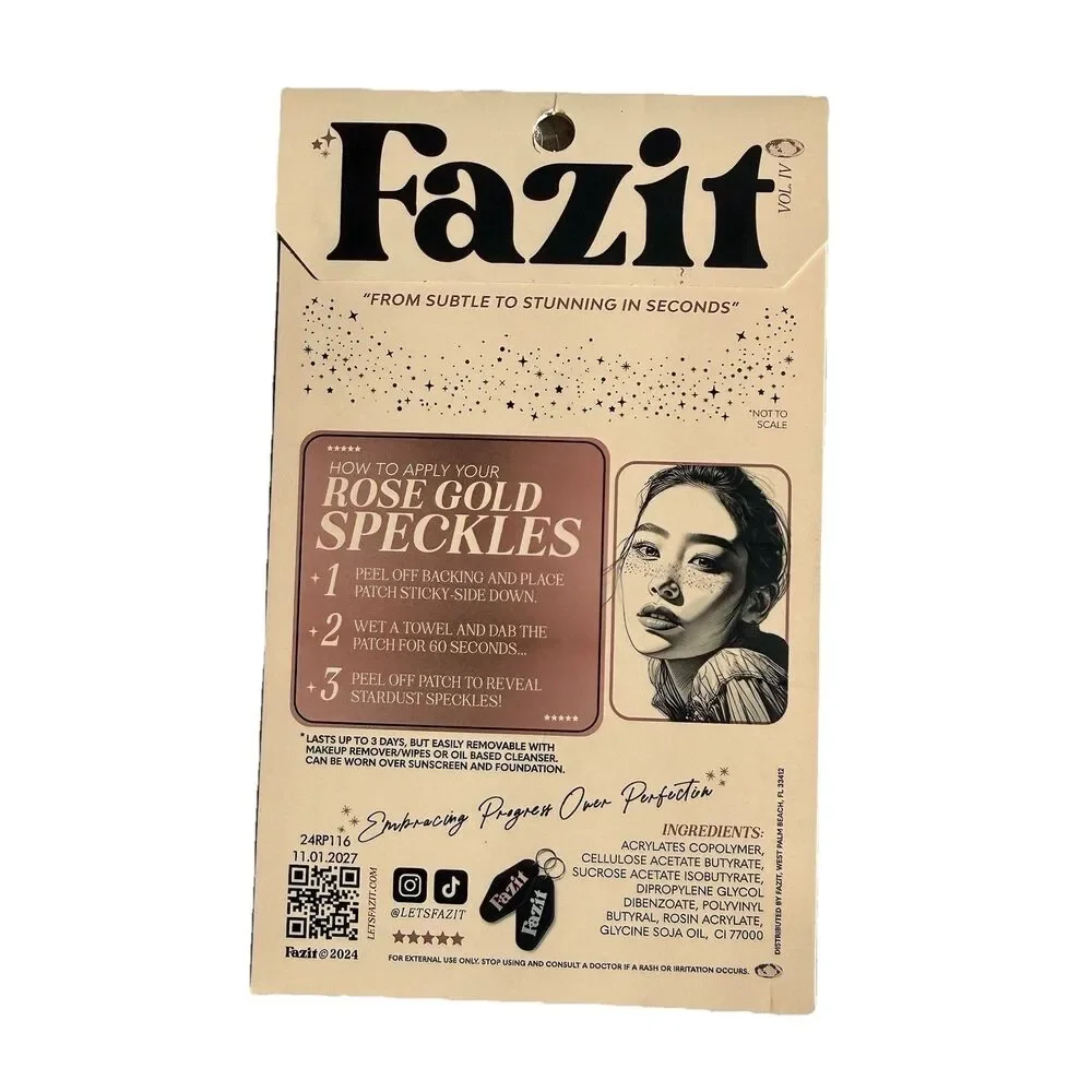Makeup Patches - Rose Gold - Face Glitter Speckles Freckles Glow Up, Pack of 6